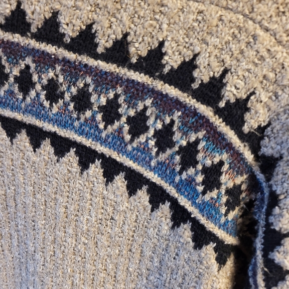 Lucky Brand Aztec boho tribal print open front cardigan, sz LG/XL *pockets! - Picture 7 of 8